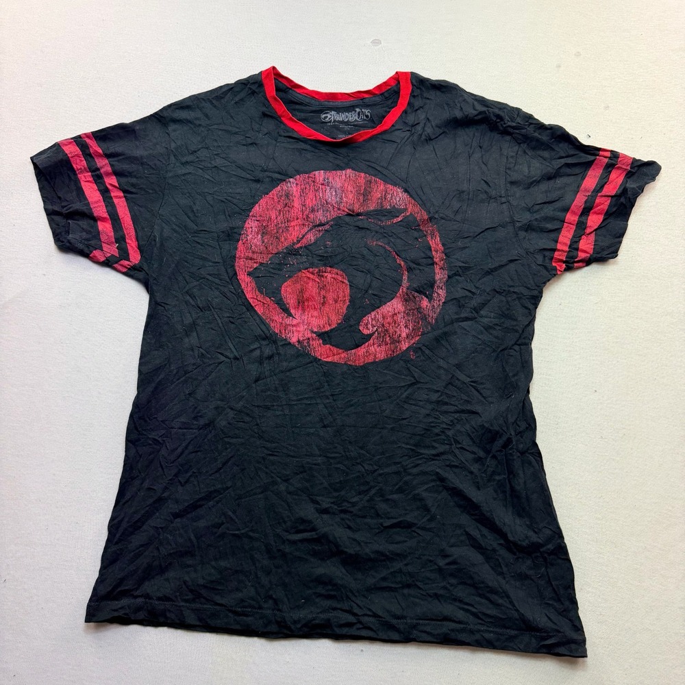 Thundercats Graphic Ringer Tee Women Large Black Red Excellent Varsity Stripe